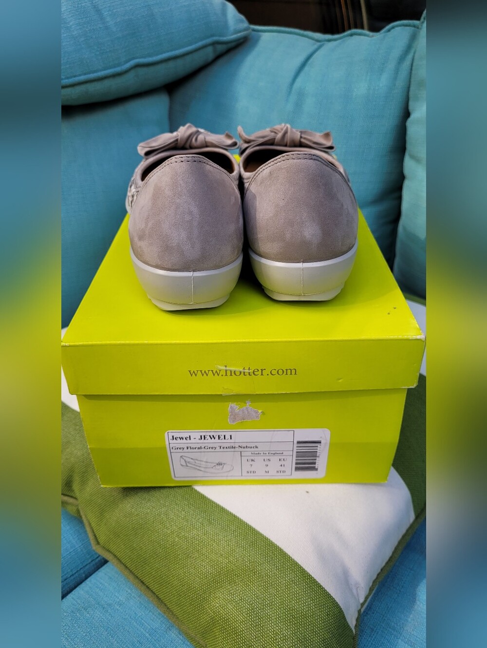 NWT | Hotter Grey Floral & Nubuck Leather Ballet Flats - Picture 2 of 11
